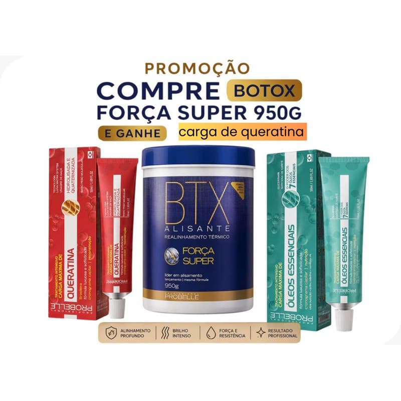 MEGA BOTOX CAPILAR FORÇA SUPER PROBELLE +QUERATINA CARGA CAPILAR