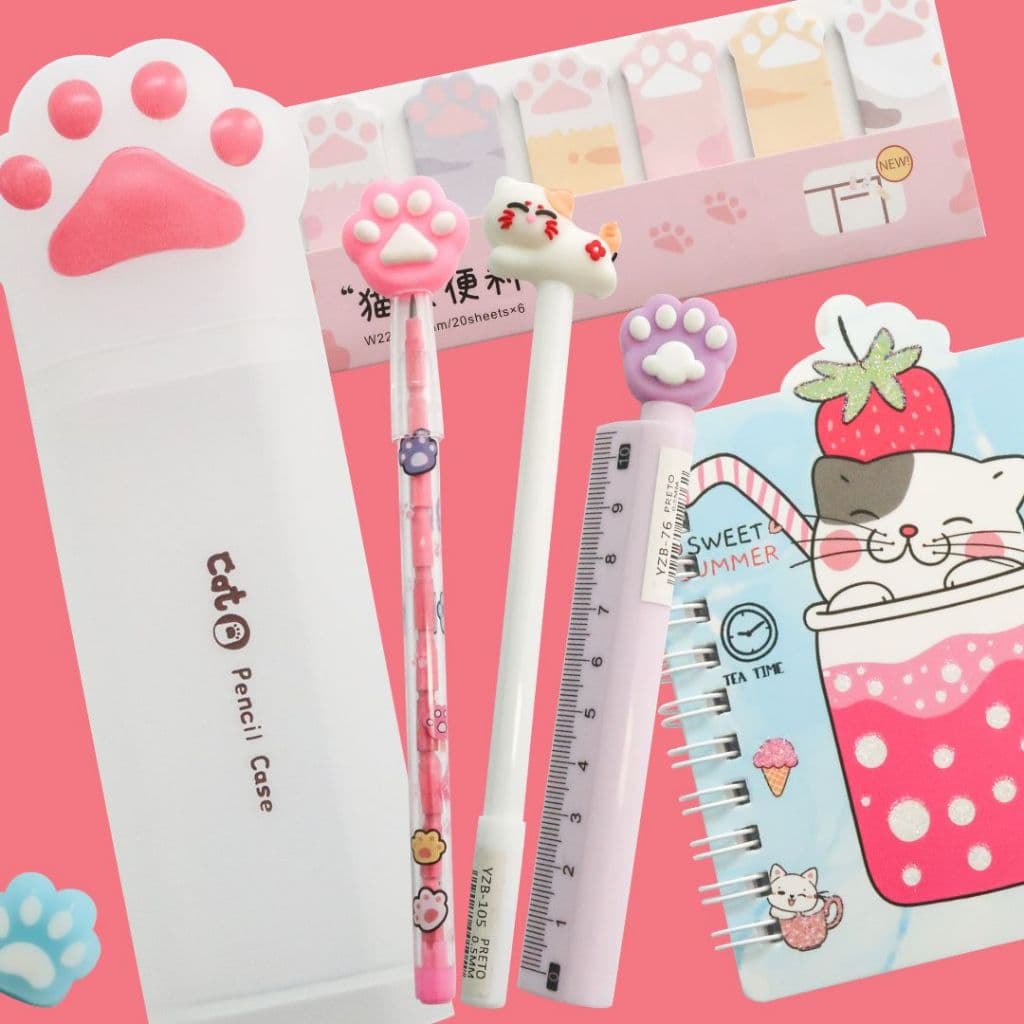 Kit Papelaria Gatinho Fofo para Presente Criativo e Kawaii