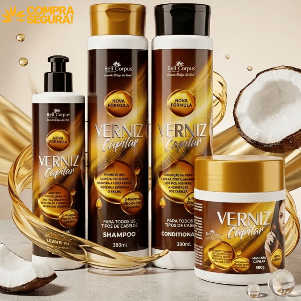 Kit Capilar Banho de Verniz Brilho Espelhado Shampoo Condicionador e Máscara Hidratação BellCorpus