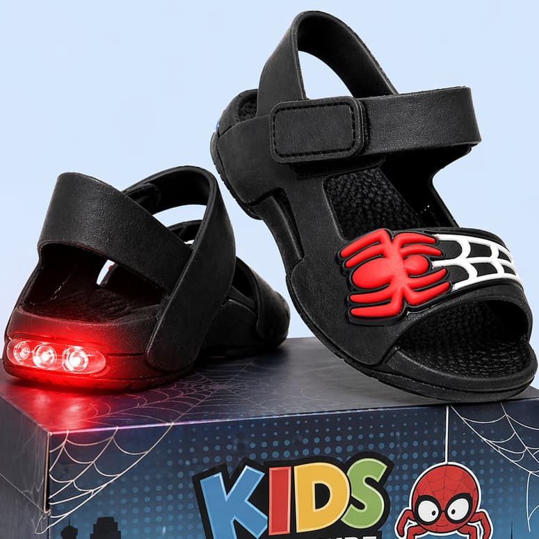 Papete Sandália LED Spider Infantil Menino Confortável