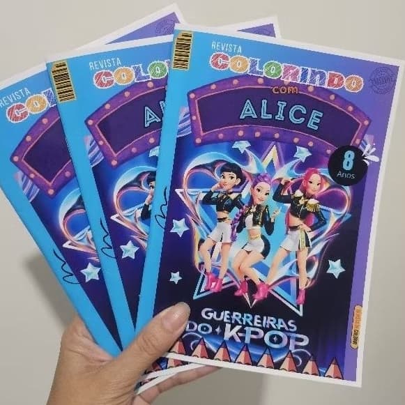 Kit Revistinha Livro de Colorir Infantil   Festa Lembrancinha Prenda PERSONALIZADO - DESENHO - GUERREIRAS K-POP livrinho