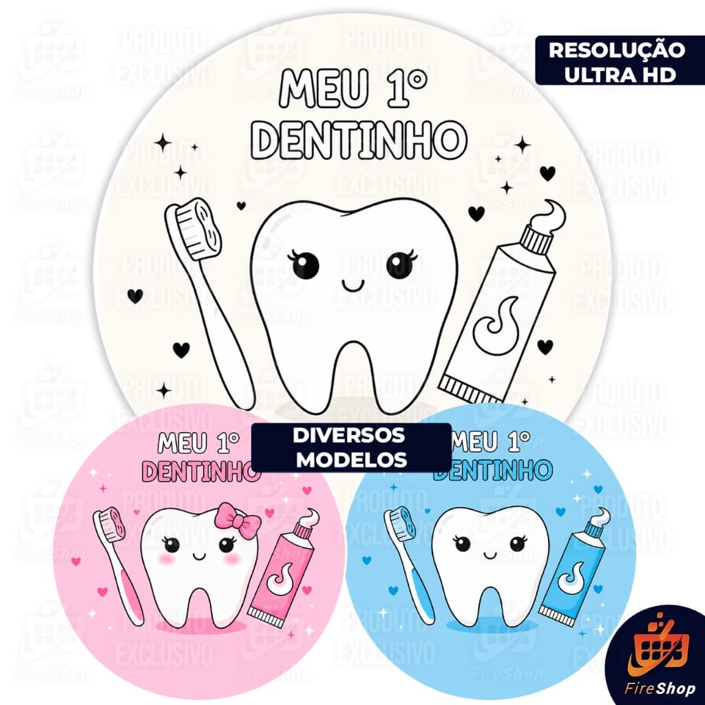 Capa Painel de festa Mesa 50x50 cm - MEU PRIMEIRO DENTINHO - DIVERSOS MODELOS - Tecido Sublimado C/ Elástico FIRE