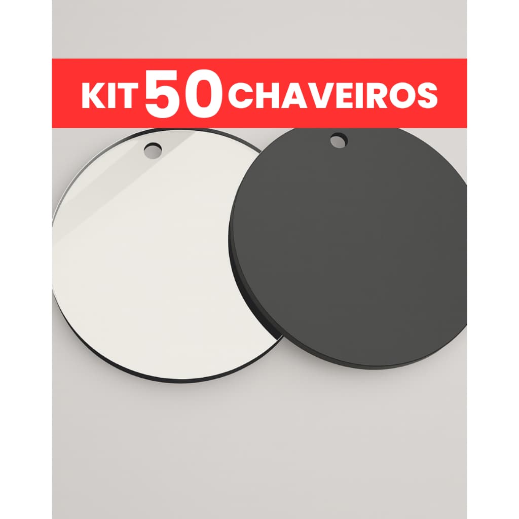 Kit c/50 para Chaveiro de Acrílico Espelhado 4cm Sem Personalização (sem argola)