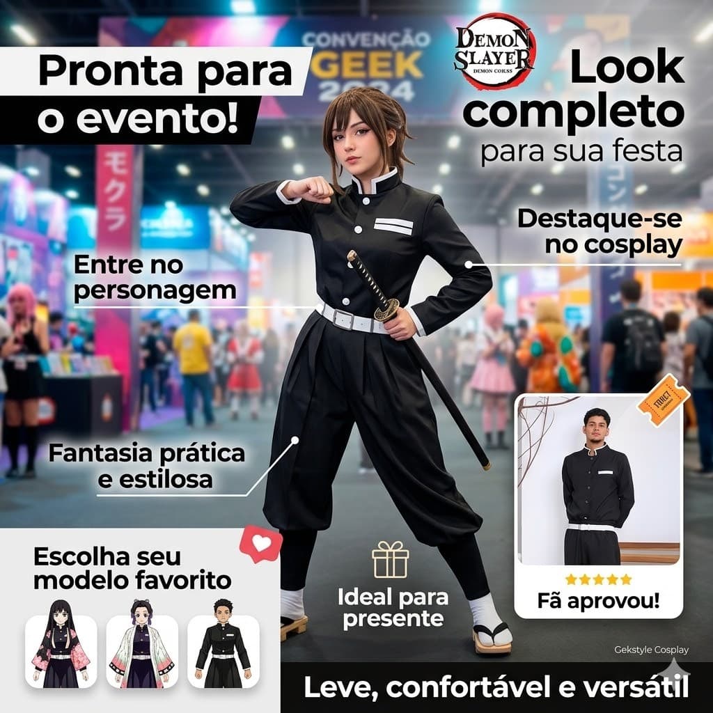 Kit Conjunto Hashira Demon Slayer Cosplay + cinto