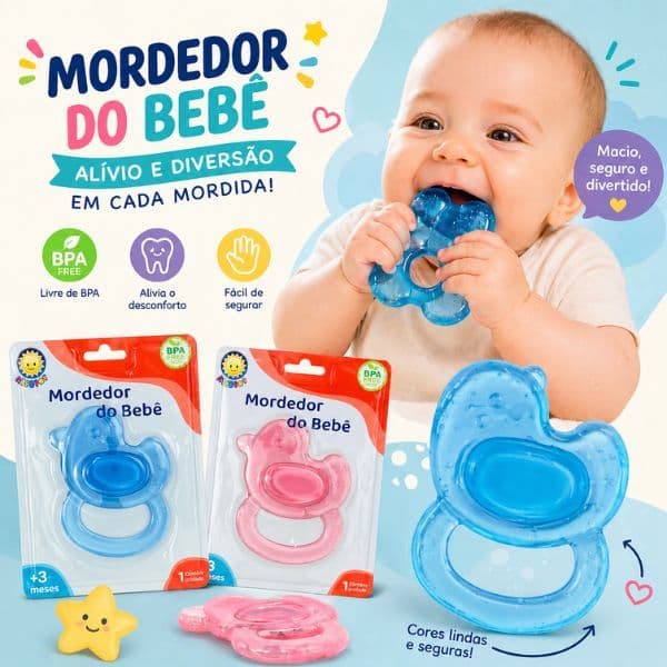 Mordedor Para Bebês Auxilia No Desconforto Macio Confortável Leve Menino Menina Dentes Gengiva