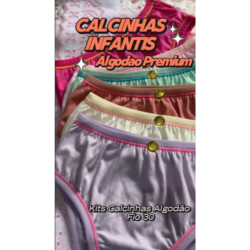 Kit 10 Calcinhas Infantil Algodão Premium – Conforto e Qualidade Cores Sortidas