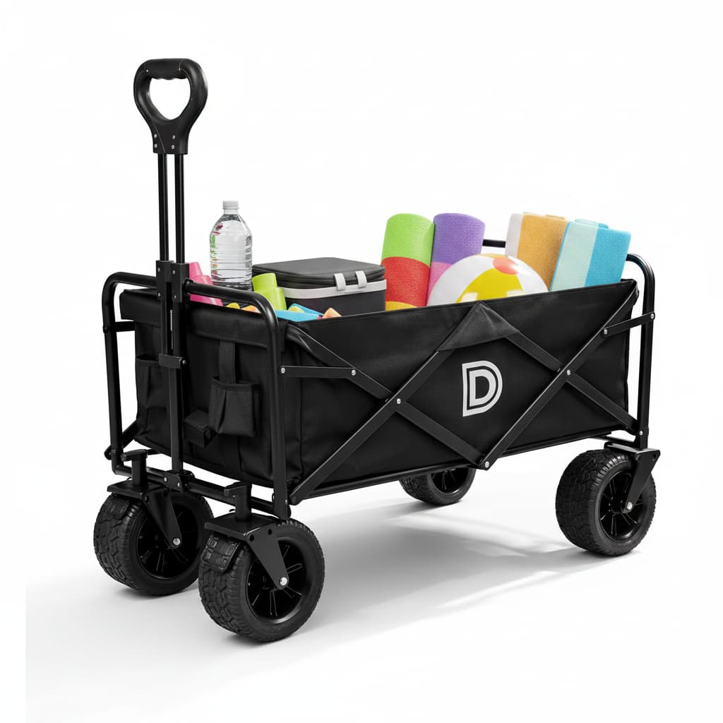 Carrinho Carga Dobrável 150kg Multiuso Reforçado Com Rodas Largas Portátil Aço Premium Pro