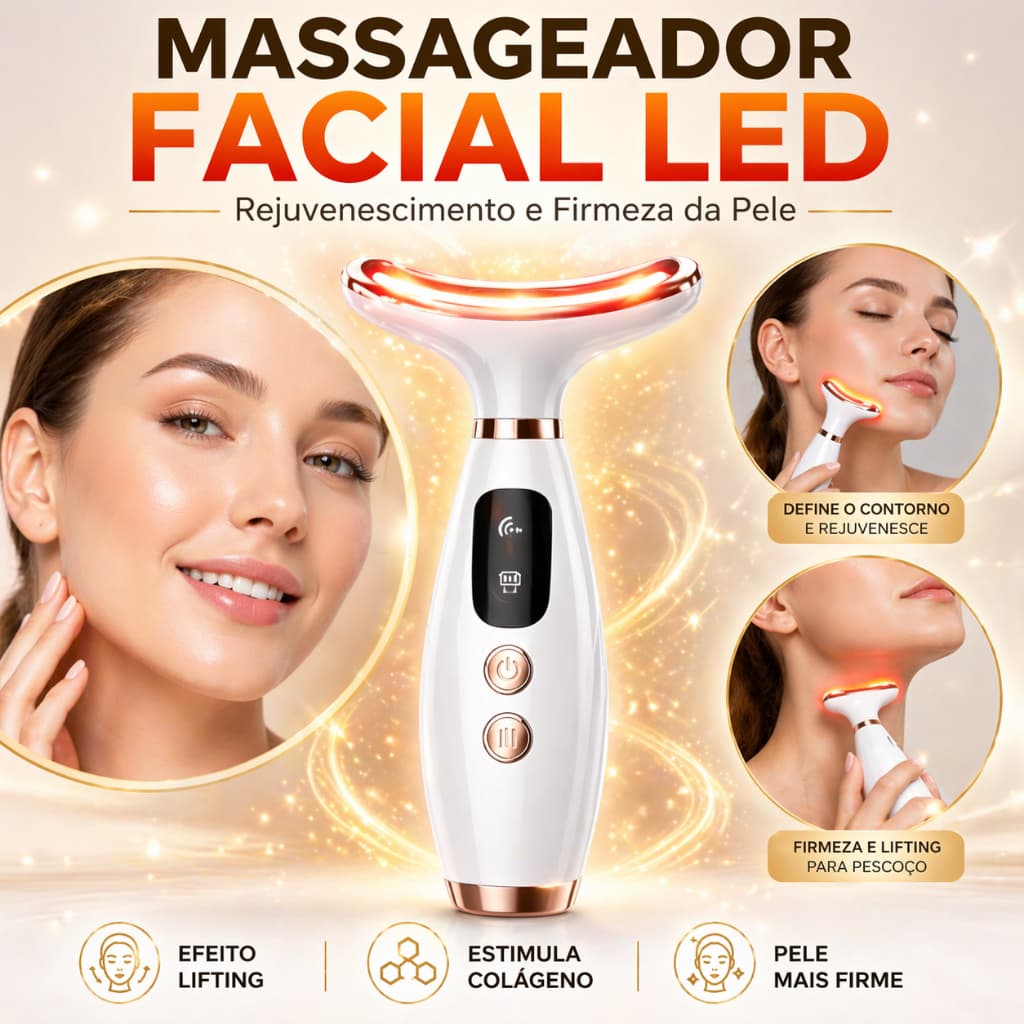 Aparelho Peeling Esfoliante Led Ultrassônico Massagem Facial Pescoço Lifting Pele mais Firme