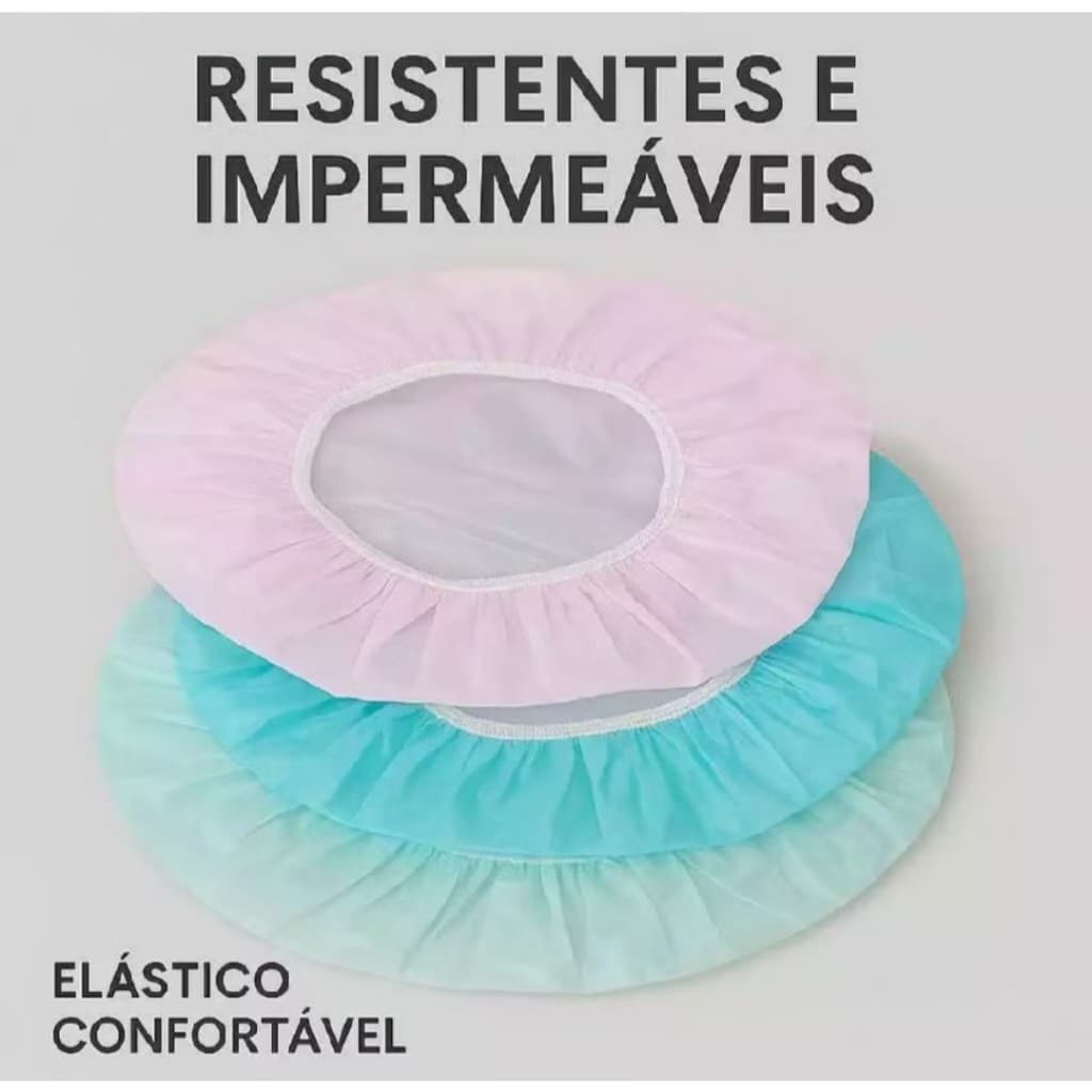 Kit 3 Peças Toucas Plásticas Acabamento de Banho e Hidratação - Elástico e Versão Alta Qualidade