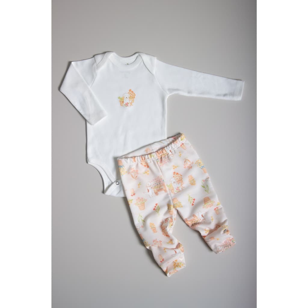 Conjunto Calça e Body Manga Longa Jardim Popo confortavel bebe