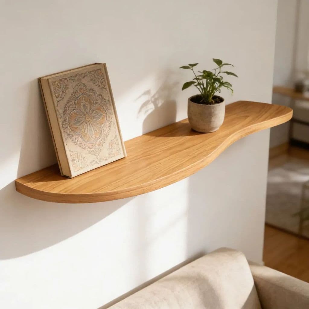 Prateleira Orgânica De Parede Mdf Louro Freijó 20x80cm