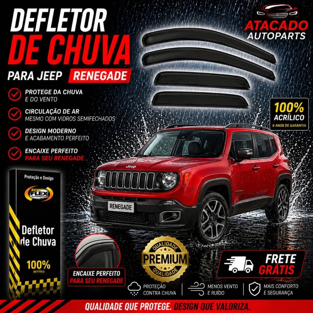Calha Defletor Chuva Jeep Renegade 2015 a 2025 4 Portas Original Ecoflex Fume