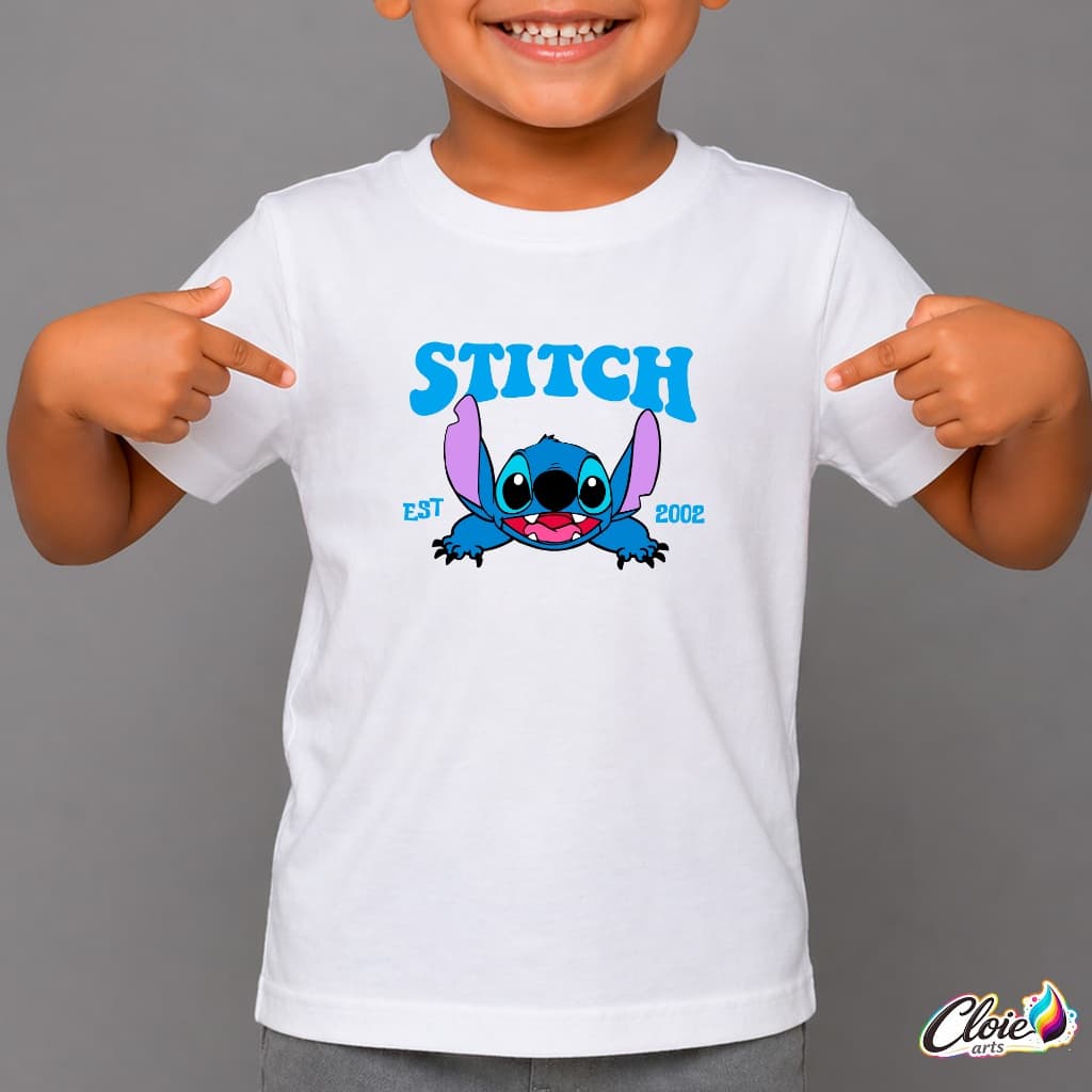 Camiseta Infantil 100%  Algodão Stitch Disney  Conforto Premium Tendência Personagem Docinho Love Moda Kids Estampa Fofa
