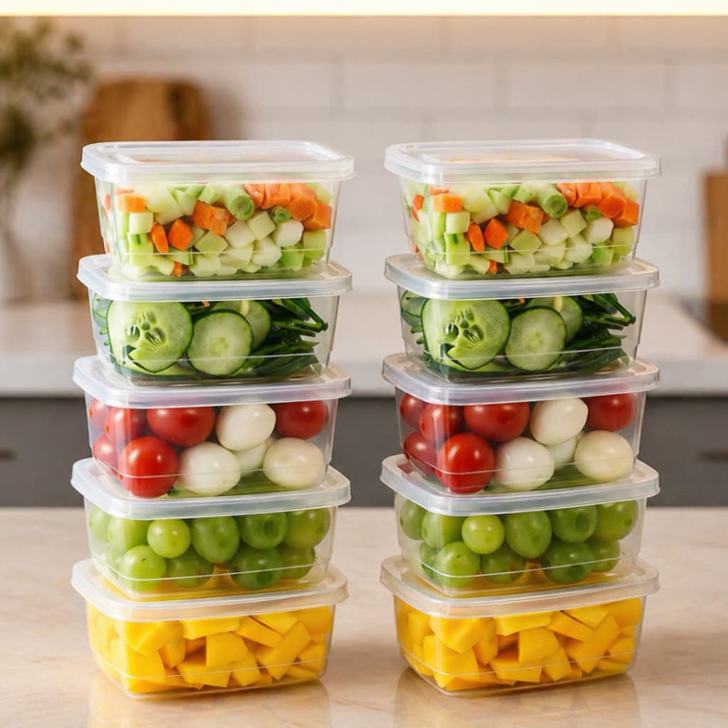 Kit Potes Marmitas Fitness 300ml Livre de BPA Transparentes Microondas Freezer Organizador Alimentos