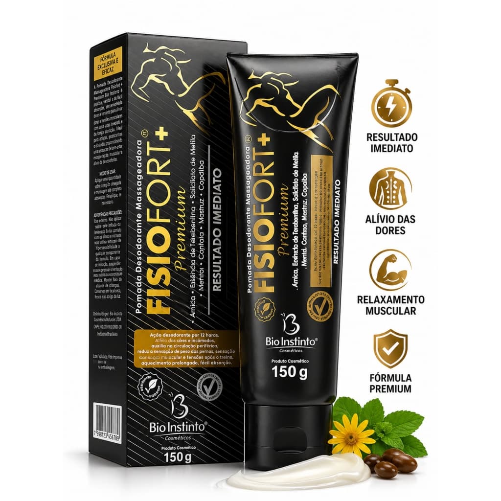 POMADA PARA MASSAGEM FISIOFORT PREMIUM - ALIVIO DA DOR DURANTE 12 HORAS COMPROVADA - A MAIS FORTE DE TODAS