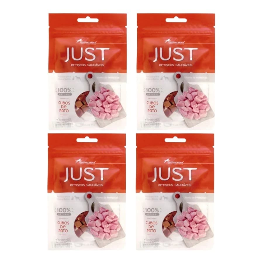 Kit 4 Snacks Cubos de Pato para cães e gatos Just - Petisco 100% Natural