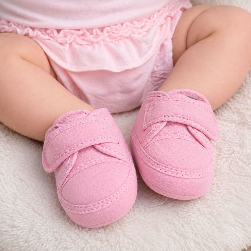 Sapatinho Recém Nascido tênis infantil Bebês menina em Tecido Liso Saída Maternidade Confort macio