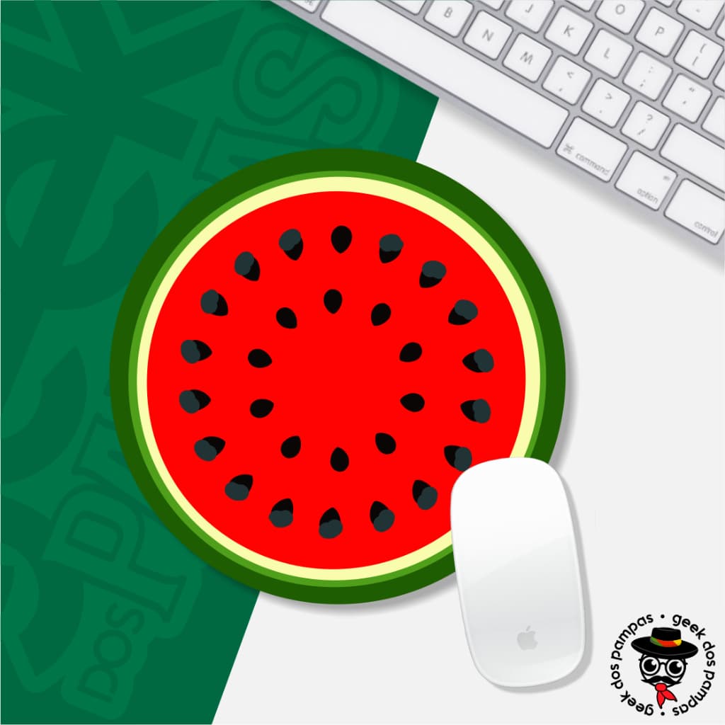 Mouse Pad Melancia 20x20 Redondo Base Emborrachada Antiderrapante Gamer PC Notebook