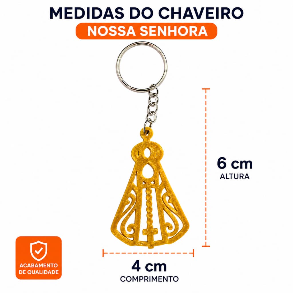 Chaveiro Nossa Senhora Aparecida 6cm Fé Proteção Presente Religioso