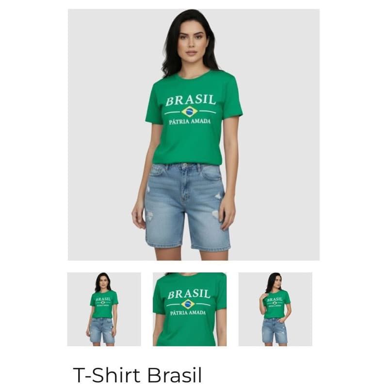 Camiseta Feminina Brasil 100% Algodão