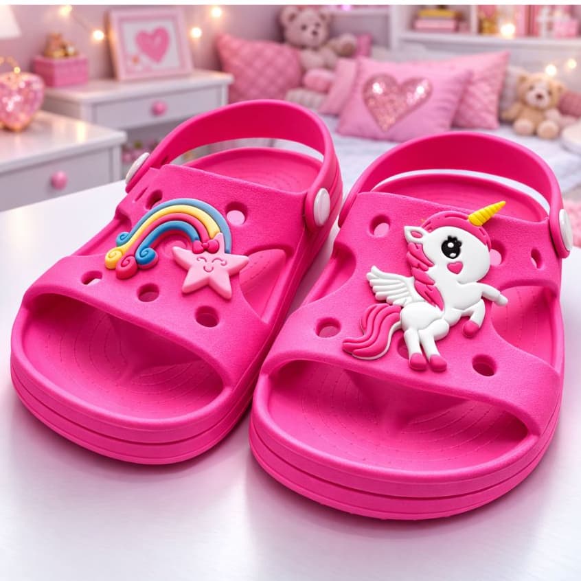 Sandalia Confortável Antiderrapante Infantil Menina Nuvem Unicórnio + Brinquedo unicornio