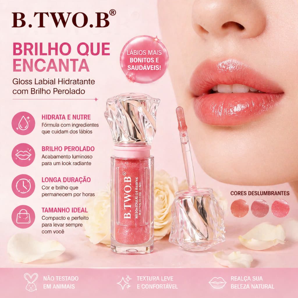 B.TWO.B Brilho Labial Batom Sensação de leveza Longa duração Textura delicada