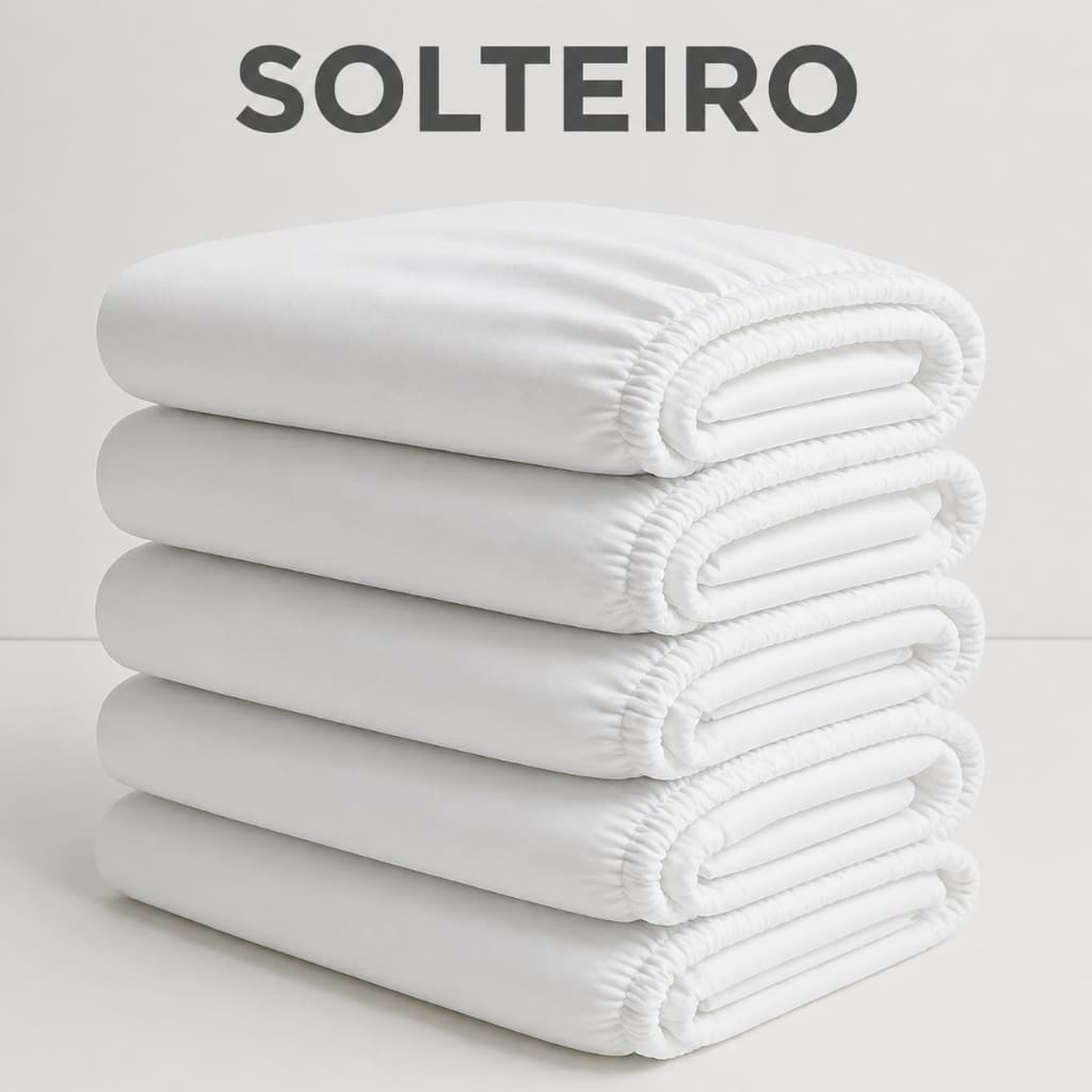 Kit 5 Lençol Com Elástico Solteiro Percal 400 Fios Toque de Algodão