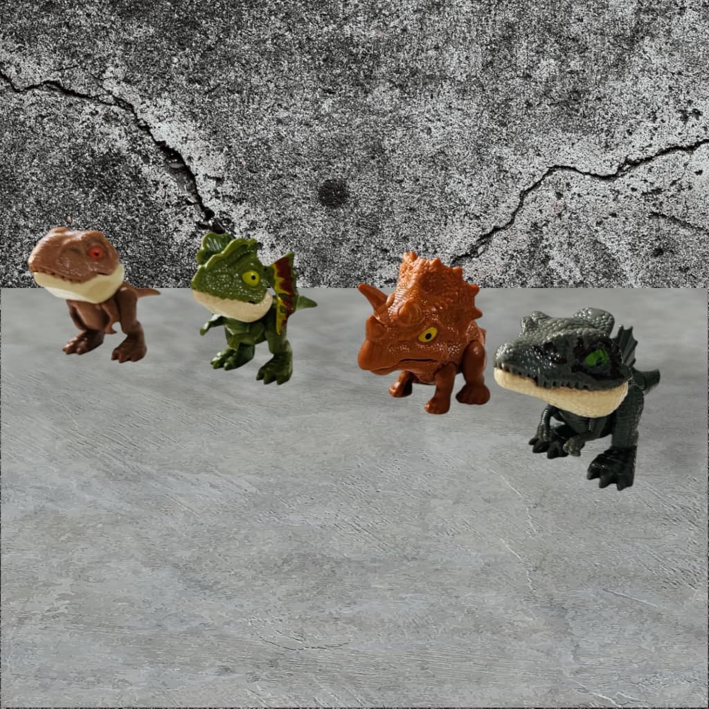 04 Unidades De Brinquedo Infantil Criança Bebê Mini Dinossauro Mordedor Articulado Sortidos