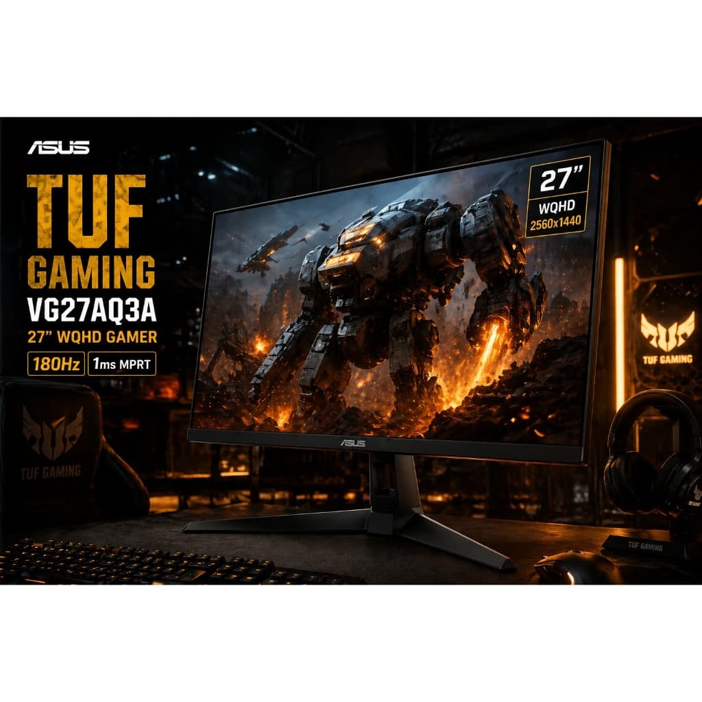 MONITOR GAMER ASUS TUF GAMING VG27AQ3A 27” – DESEMPENHO EXTREMO PARA QUEM LEVA O JOGO A SÉRIO!