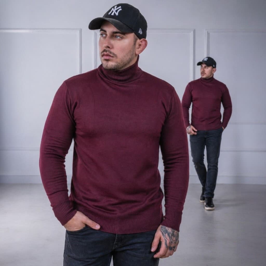 Blusa de Frio Gola Alta Cacharrel Suéter Masculino Segunda Pele Anti-alérgico