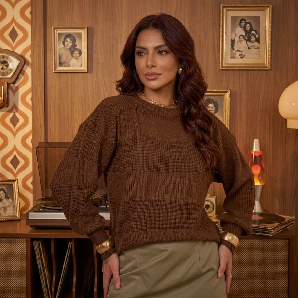 Blusa Feminina Manga Bufante Reta Poliéster Confortável Veste 38 ao 42 Casual Moderna