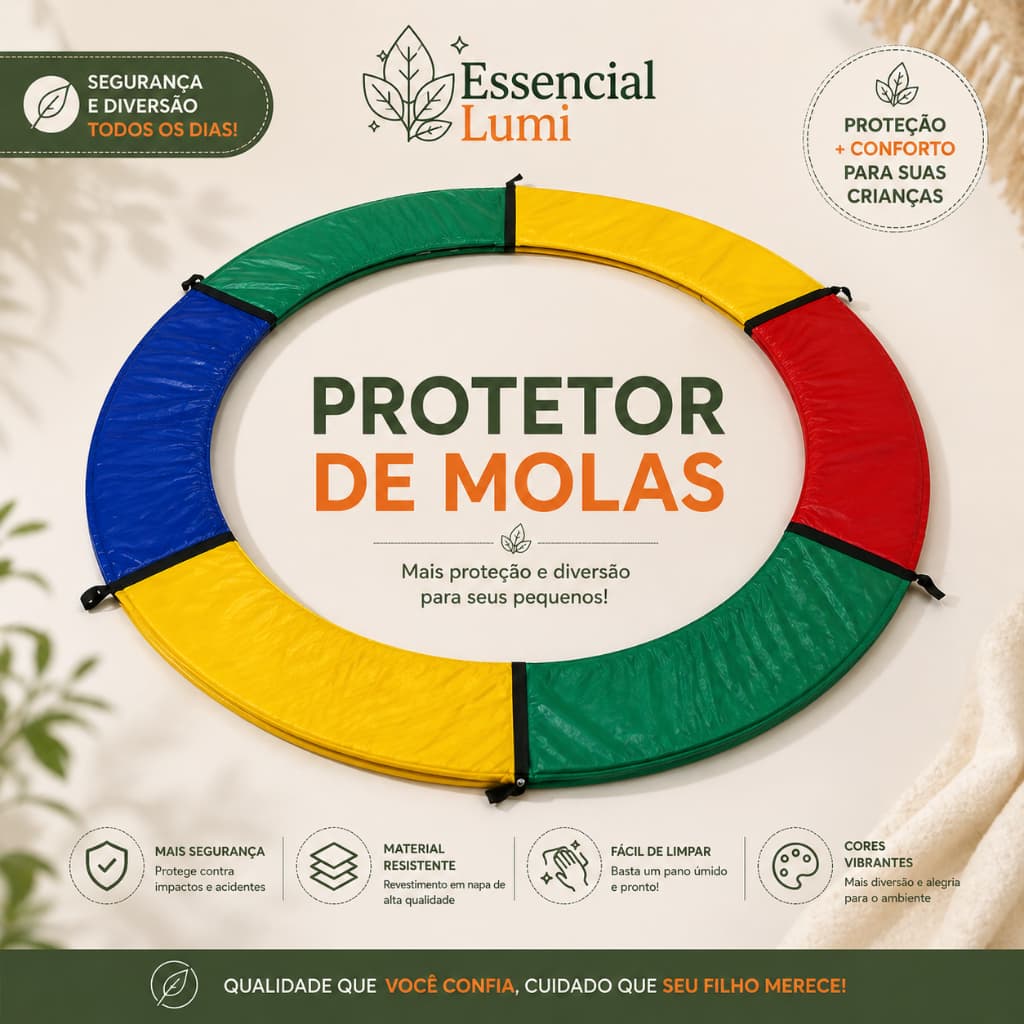 Protetor de Molas para Cama Elástica Colorido Reforçado Impermeável | Segurança Infantil