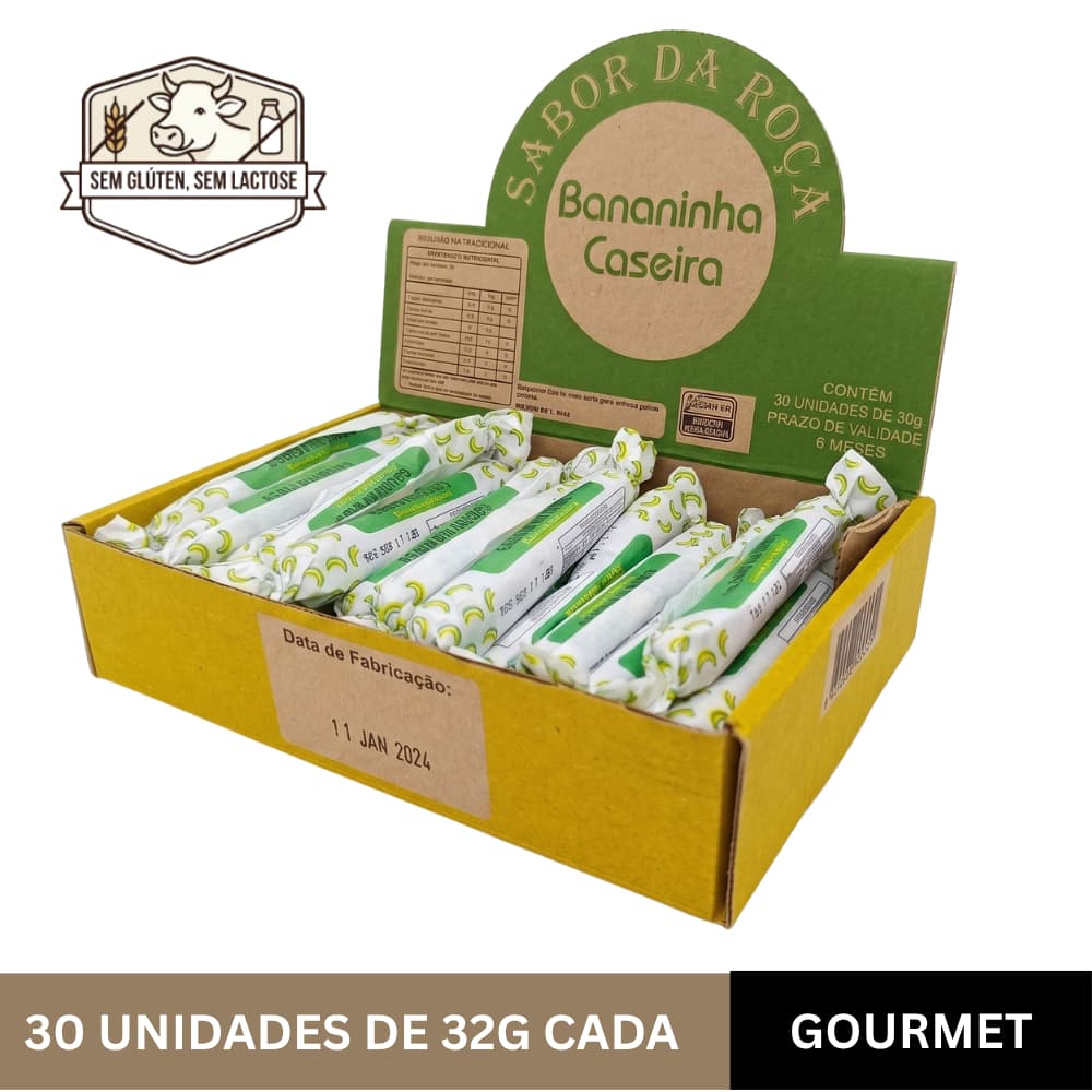 Doce Bananinha Paraibuna Tradicional | Caixa 30 Un (1,1kg) | Distribuidor Oficial | Sem Glúten