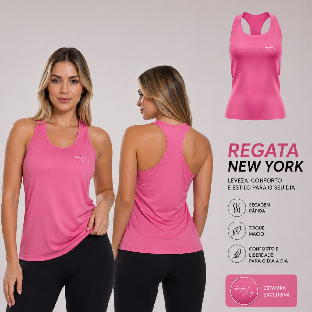 Regata Nadador Feminina Proteção Solar Uv Dryfit Lisa Para Treino Academia Corrida Caminhada Estampa New York City