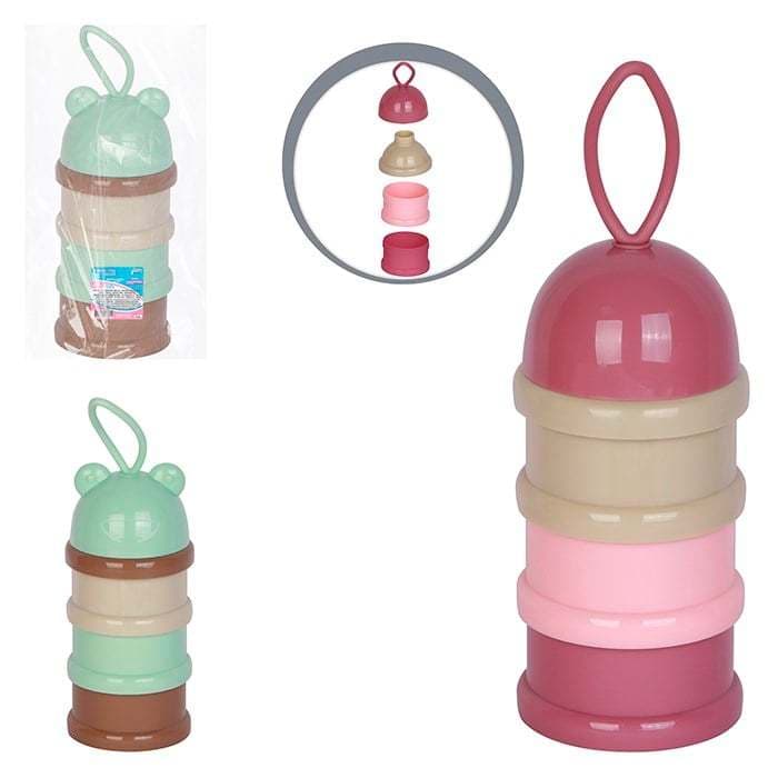 Lancheira Pote Empilhável 3 em 1 Porta Leite em Pó c/ Dosador Escola Bebê Infantil garrafa pote baby