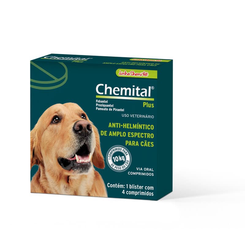 Vermifugo Chemital Plus para Cães Chemitec - 4 comprimidos