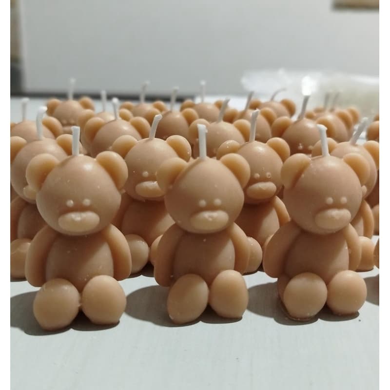 Kit 10/20/30/40 Mini velas em formato de ursinhos na cor Marrom/Bege