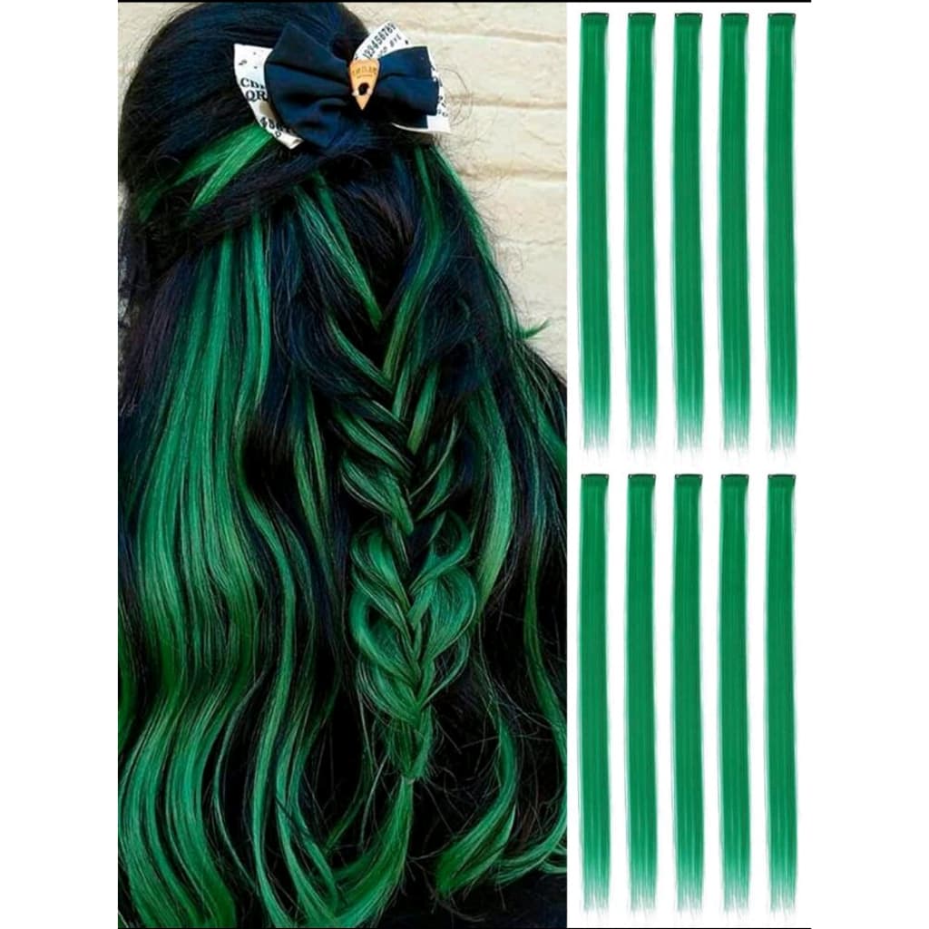 Mechas Verde Esmeralda tic tac de fibra orgânica possui 70 cm de comprimento suporta chapinha e babyliss