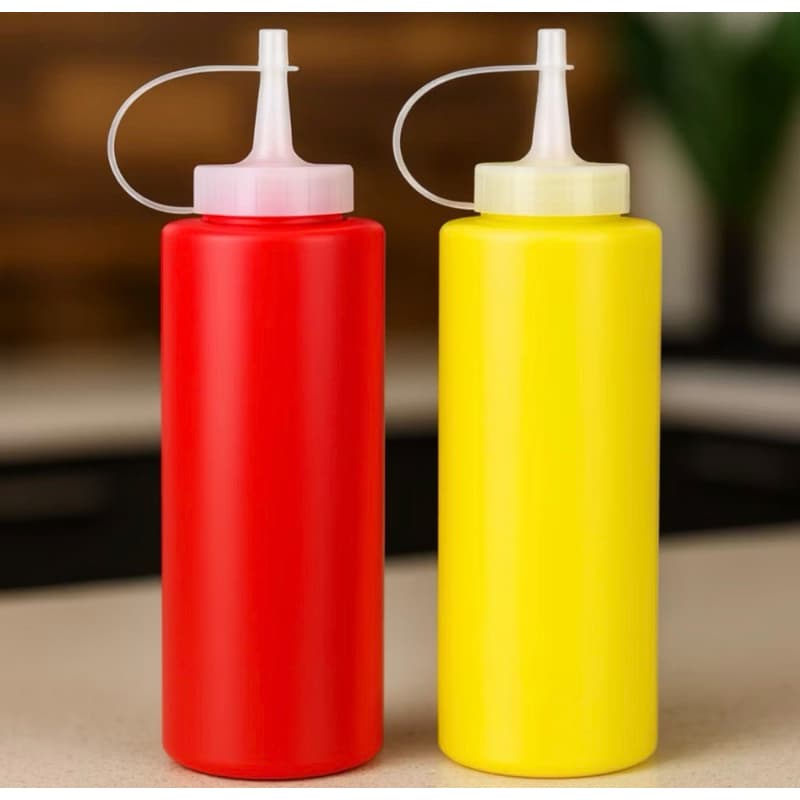 Conjunto Com 2 Bisnagas Para Ketchup E Mostarda 400ml Plástico