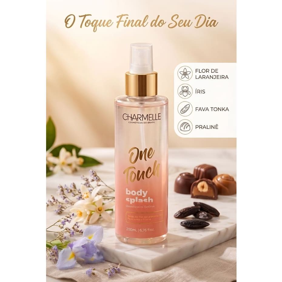 Body Splash Feminino One Touch Charmelle 200ml Perfume Feminino Fragrância Doce e Elegante Body Splash Alta Fixação