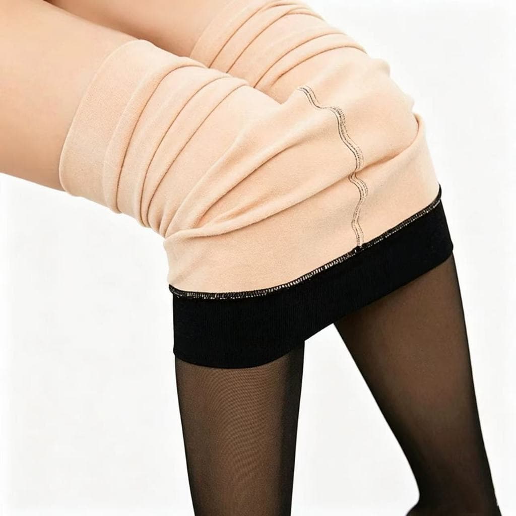 Meia-Calça Fio80G  Translusida termica Sem Pelúcia Feminina Quente super Elástica De Lã Com pe Inveno