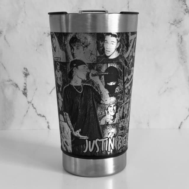 Copo Térmico Personalizado Justin Bieber Gravação a Laser 360º