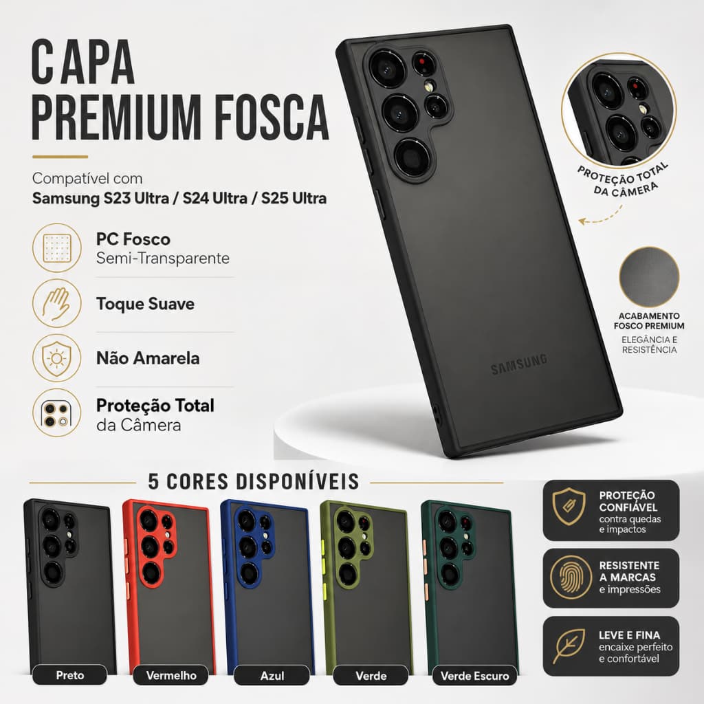 Capa Translúcida com Proteção Total para Samsung Galaxy S23 ULTRA/S24 ULTRA/S25 ULTRA