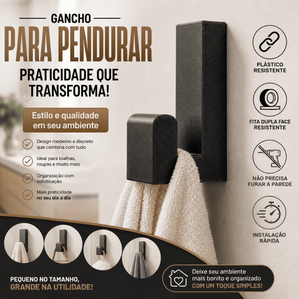 Gancho de Parede Adesivo Fita Dupla Face Porta Toalha De Rosto Para Banheiro Armário Quarto