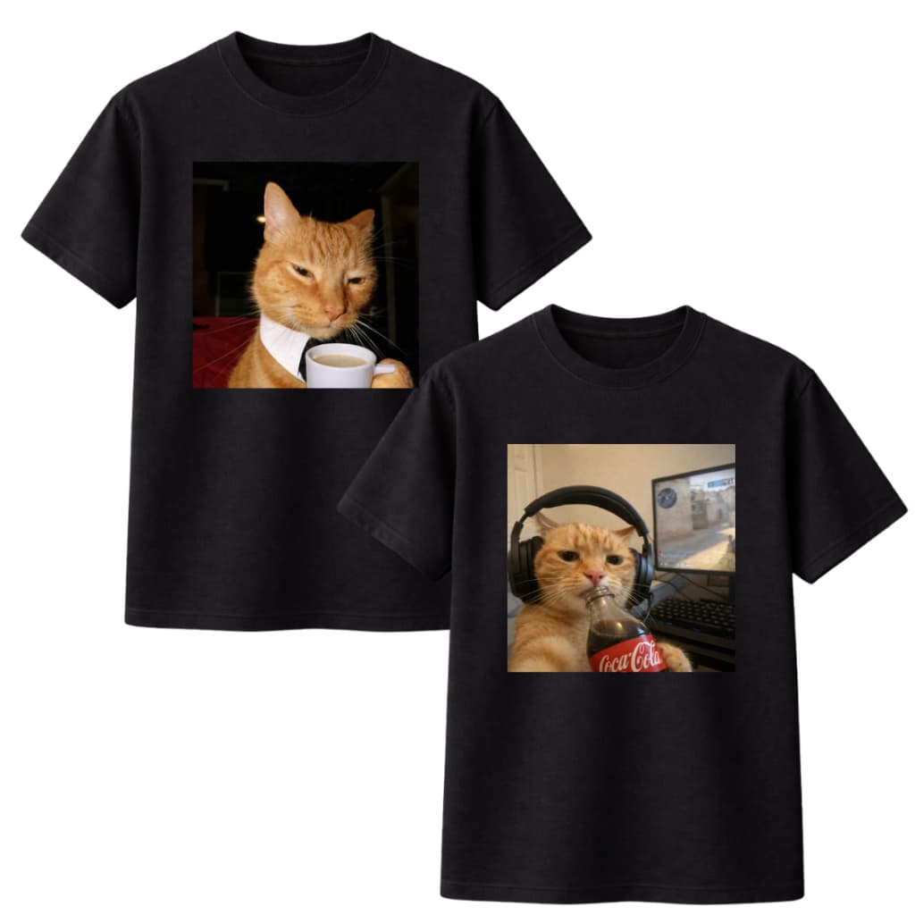 Kit 2 Camisetas Gato CS Gato Coca meme Camisa 100% Algodão Premium