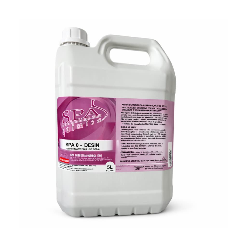 Desinfetante SPA 5L Floral Bactericida Limpeza Profissional Quaternário de Amônia