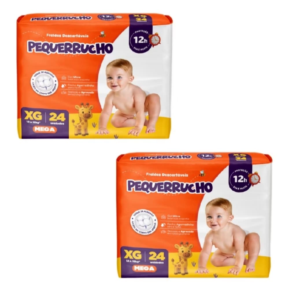 Fralda descartável Piquitucho/Pequerrucho XG - 24 unidades