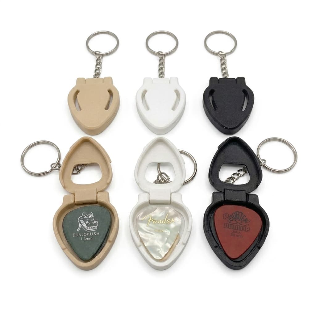 Kit 3 Chaveiro Porta Palheta Para Violão E Guitarra Musico cor Bege Branco Preto Premium
