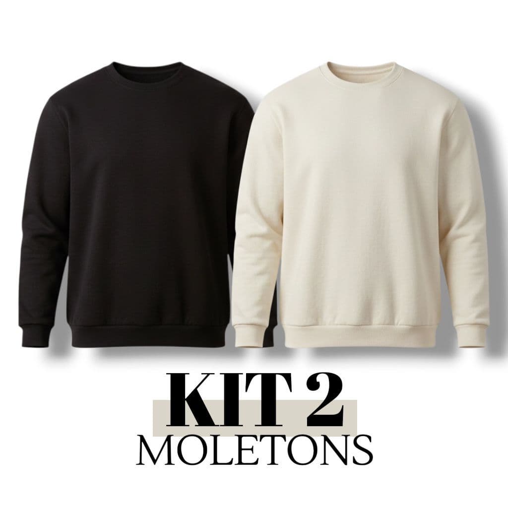 Kit 2 Moletom Careca Gola Redonda Liso Com Ribana Flanelado Casaco Sueter Unissex Alta Qualidade