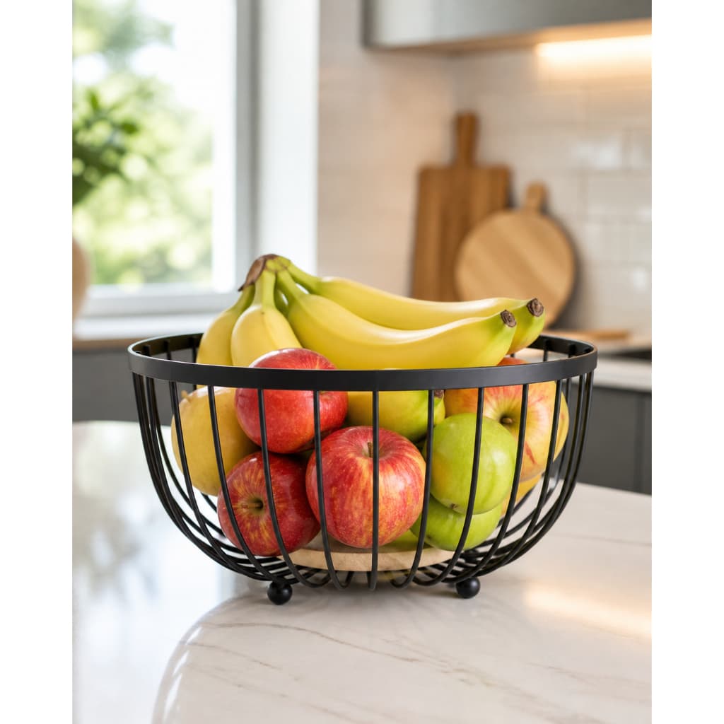 FRUTEIRA FUNDA DE MESA ARAMADO C/MADEIRA